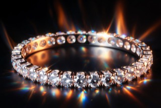 A bangle set with stones all the way round.